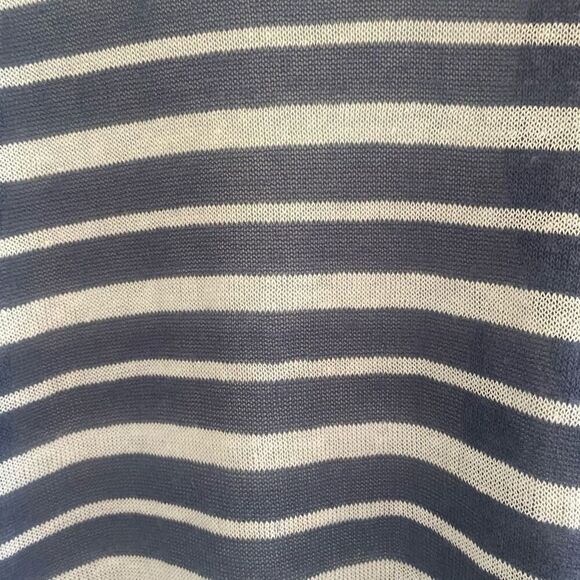 J Jill Navy White Striped Long Sleeve Linen Blend Cardigan Kimono Plus Size 1X - Picture 3 of 5